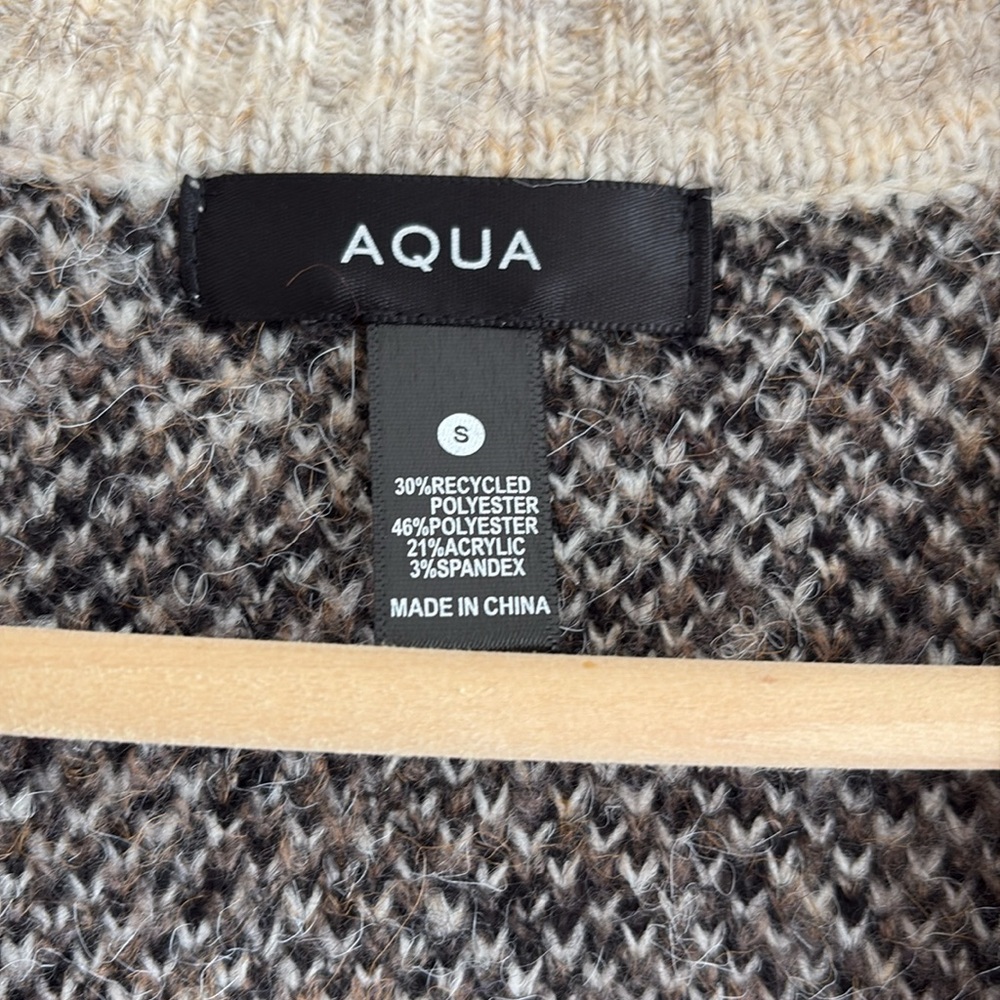Bloomingdale’s Aqua brand animal print fuzzy cardigan. Cozy, fuzzy marled knit - Picture 3 of 10